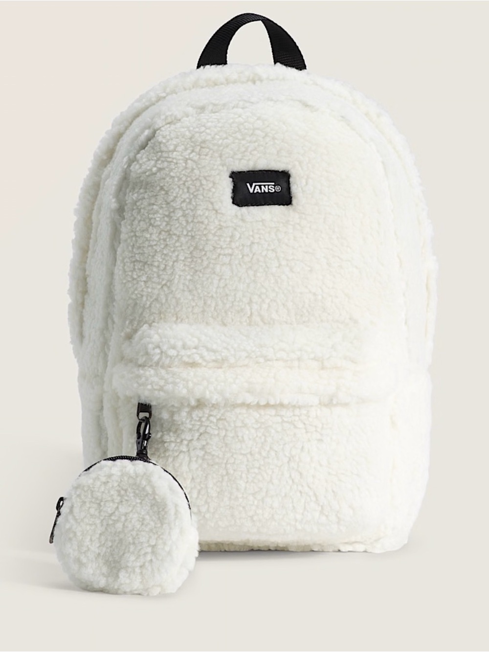 Vans Cream Sherpa Mini Backpack with Detachable Pouch